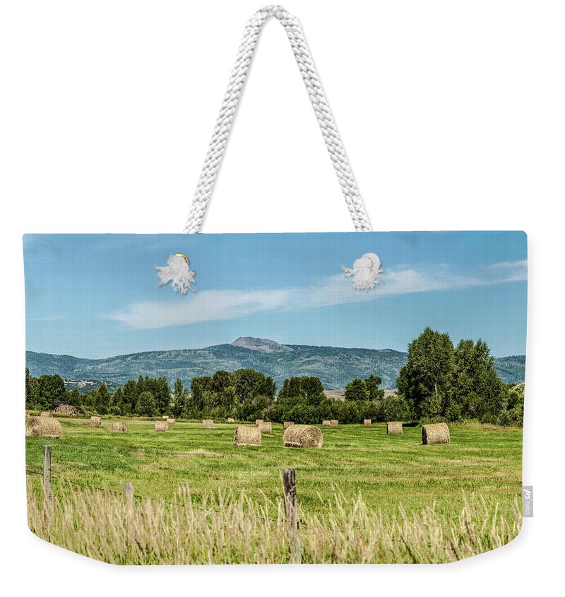 Elk River Valley Harvest Weekender Tote Bag featuring the digital art Elk River Valley Harvest by Daniel Hebard