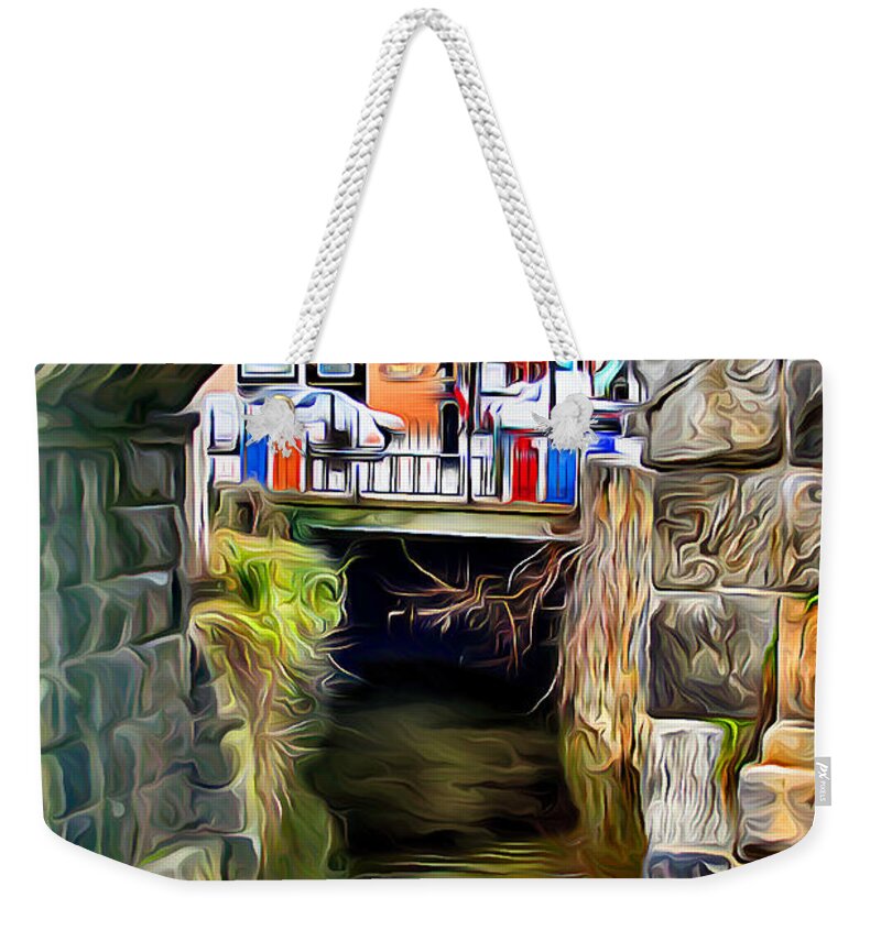 Ellicott Weekender Tote Bag featuring the digital art Ellicott City Bridge Arch by Stephen Younts