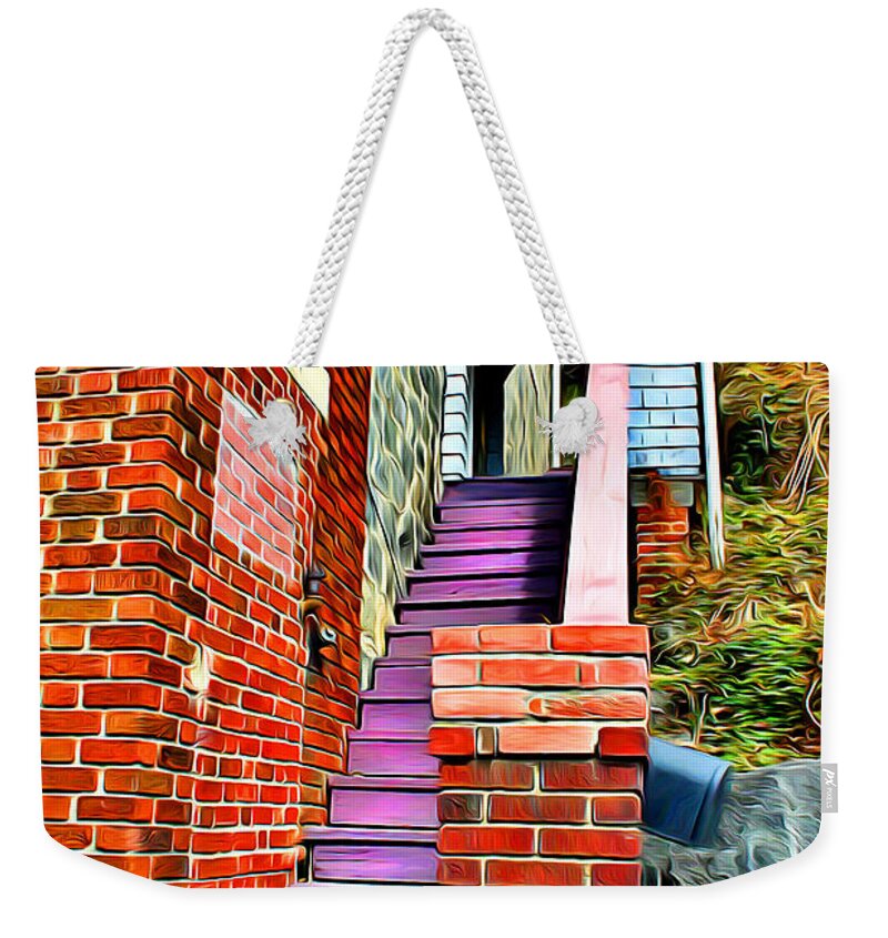 Ellicott Weekender Tote Bag featuring the digital art Ellicott City Steps by Stephen Younts