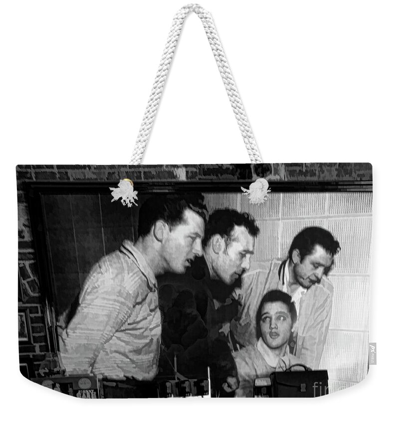 Elvis Weekender Tote Bag featuring the photograph Elvis, Jerry Lee, Johnny Cash Sun Studio Memphis by Chuck Kuhn
