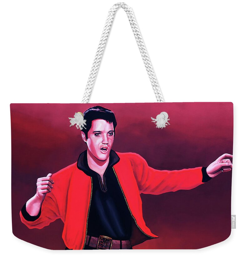 Elvis Weekender Tote Bag featuring the painting Elvis Presley 4 Painting by Paul Meijering