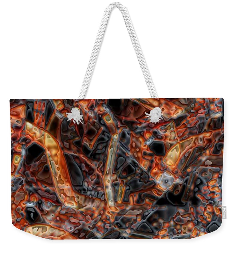 Abstract Weekender Tote Bag featuring the digital art Embers by Ronald Bissett