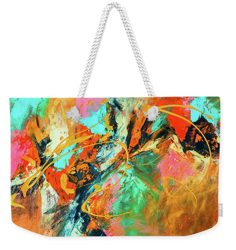 Colorful Weekender Tote Bag featuring the painting Embrace by Francine Collier