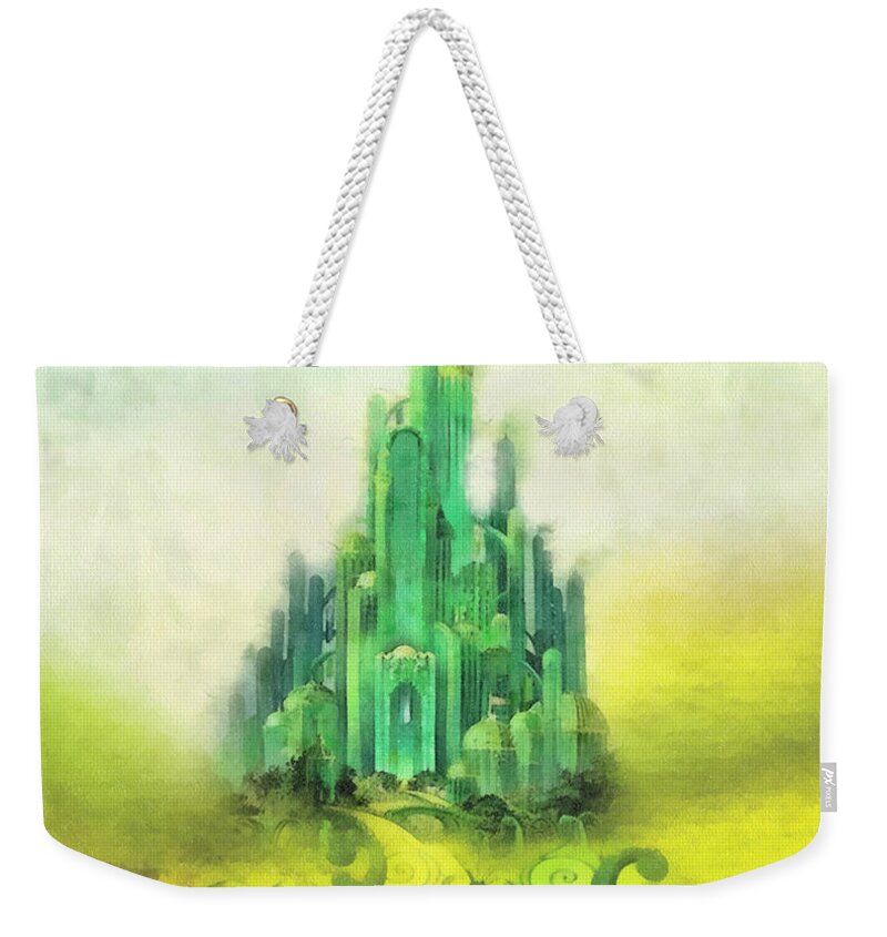 Emerald City Weekender Tote Bag featuring the painting Emerald City by Mo T