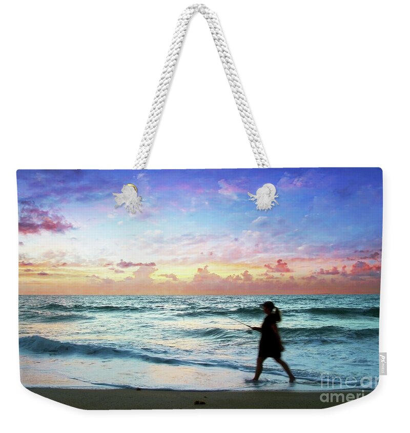 Beach Weekender Tote Bag featuring the photograph Emerald Coast Florida Seascape Sunset D6 by Ricardos Creations