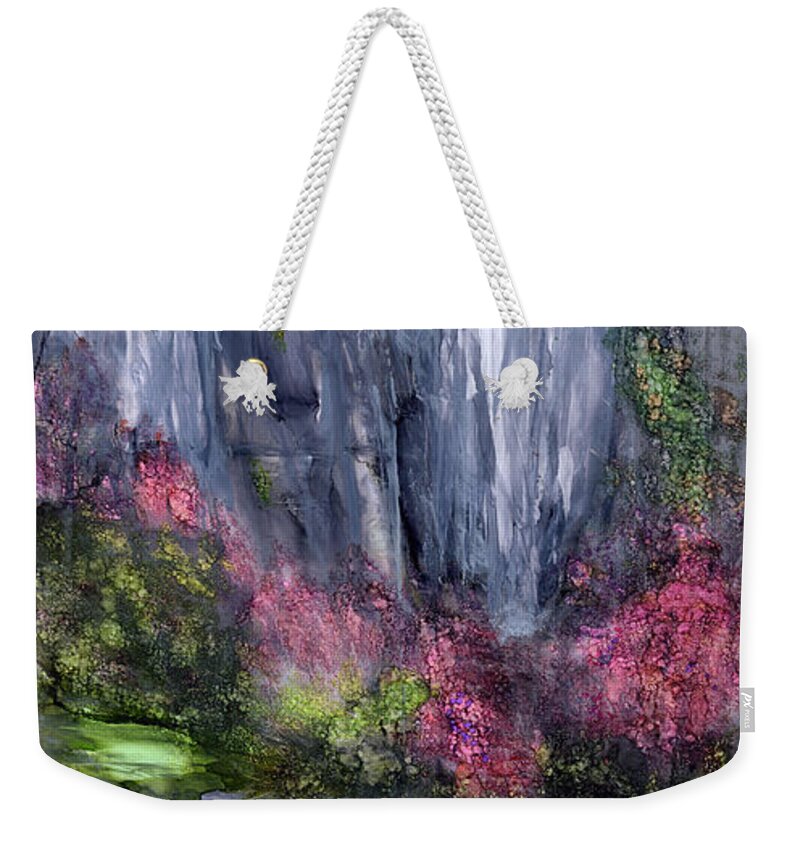 Abstract Landscape Weekender Tote Bag featuring the painting Emerald Grotto by Charlene Fuhrman-Schulz