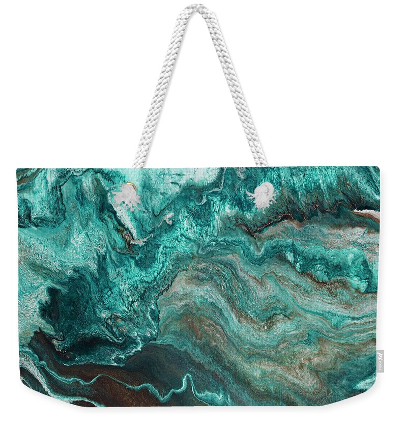 Teal Weekender Tote Bag featuring the painting Emerald Isle by Tamara Nelson