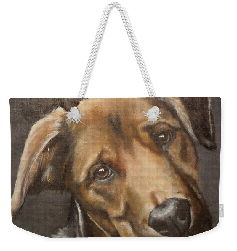 Eyes Weekender Tote Bag featuring the painting Emma Rose by Carol Russell