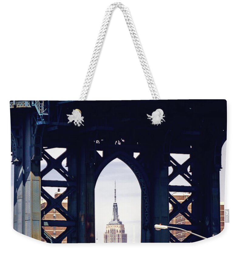Bridge Weekender Tote Bag featuring the photograph Empire Framed by Joan McCool