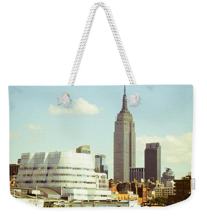 Empire State Building Weekender Tote Bag featuring the digital art Empire State building from Hudson by Perry Van Munster