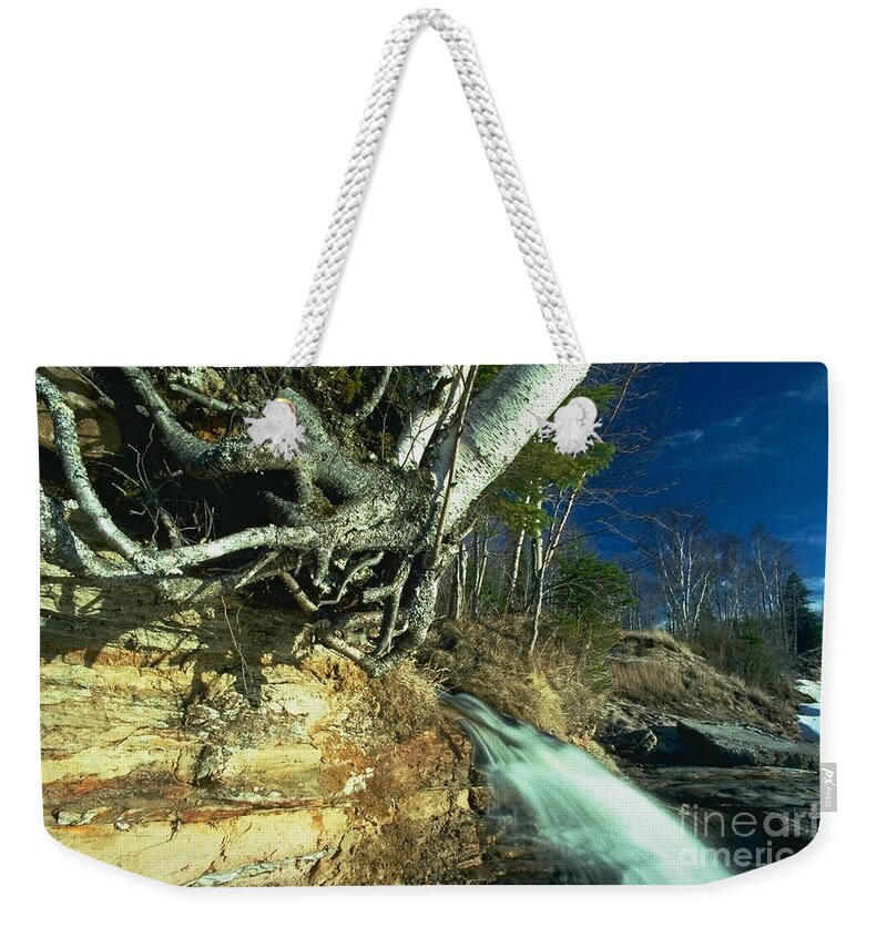 River Weekender Tote Bag featuring the photograph Empties into Lake Superior by Sven Brogren