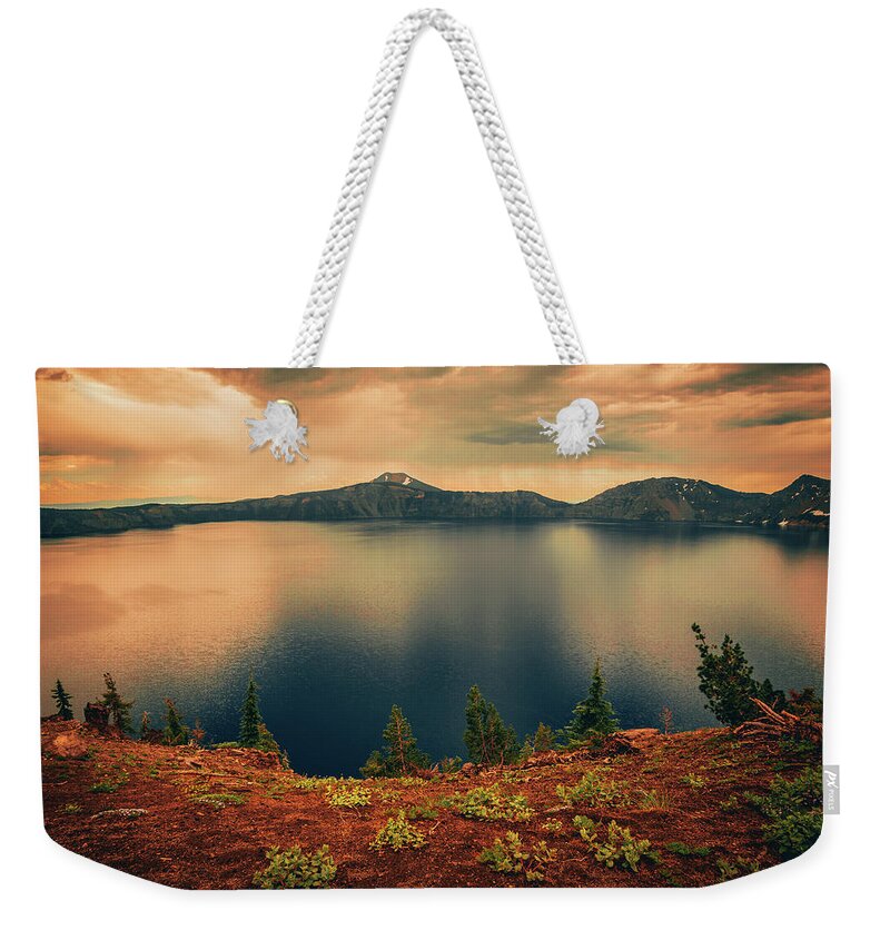 Crater Lake Weekender Tote Bag featuring the photograph Enchanted Lake No3 by Bonnie Bruno