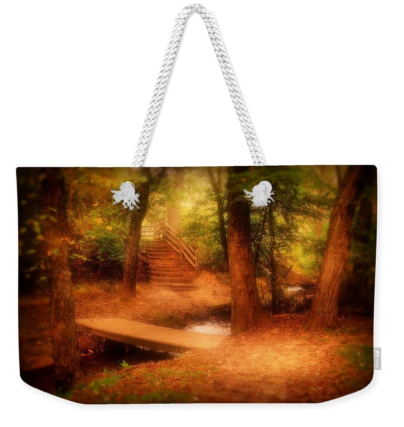 Autumn Weekender Tote Bag featuring the photograph Enchanted Path - Allaire State Park by Angie Tirado