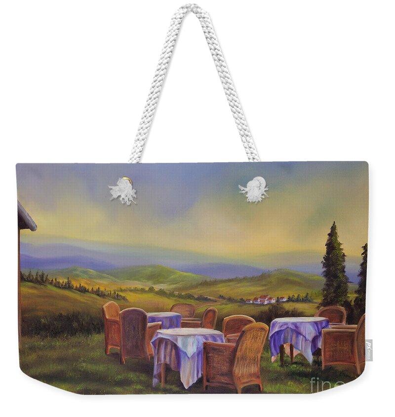 Tuscany Painting Weekender Tote Bag featuring the painting End of a Tuscan Day by Charlotte Blanchard