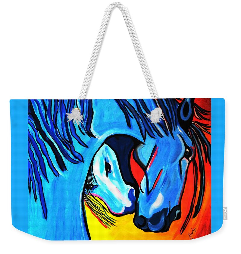 Horses Weekender Tote Bag featuring the painting Endearing by Nora Shepley