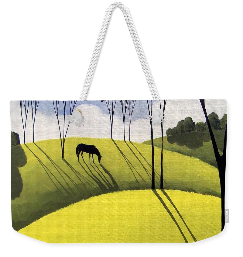 Art Weekender Tote Bag featuring the painting Ending Of The Day - horse country landscape by Debbie Criswell