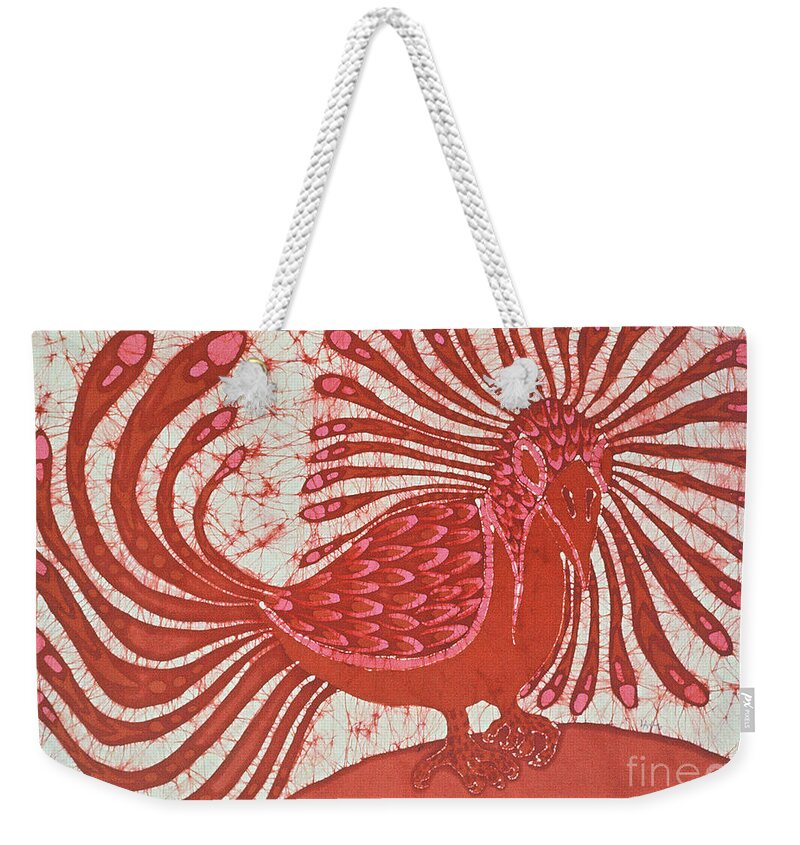  Batik Weekender Tote Bag featuring the tapestry - textile Energy Bird by Carol Law Conklin