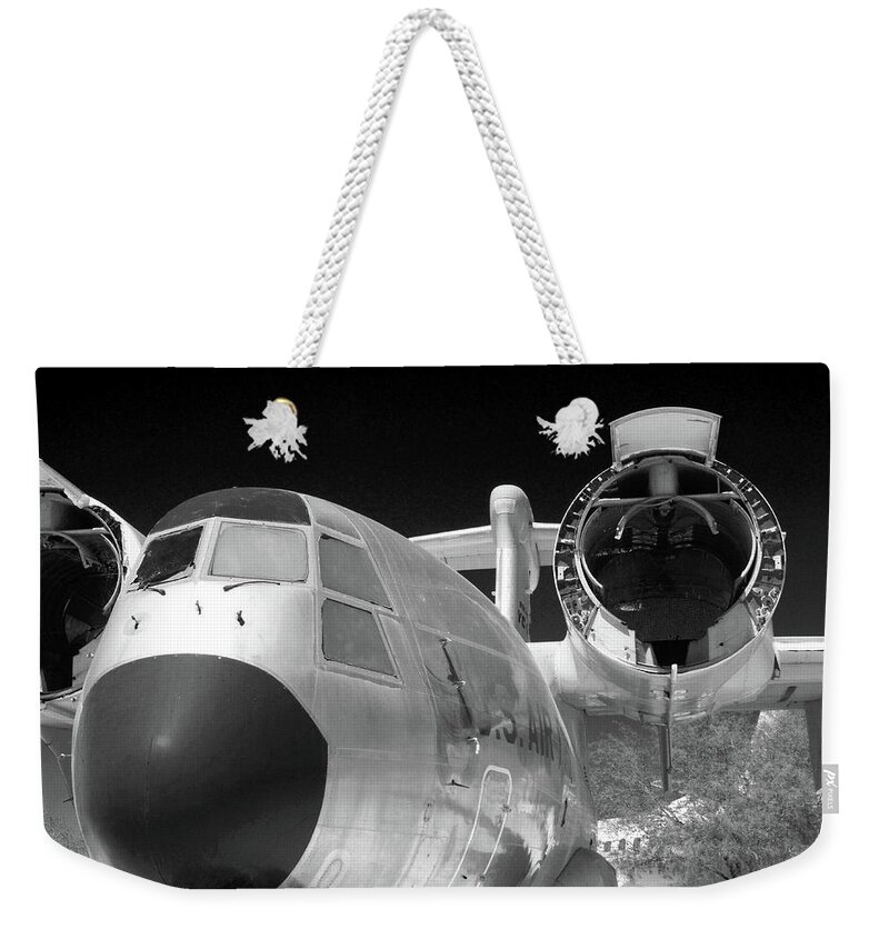 Plane Weekender Tote Bag featuring the photograph Engine Gone bw #62 by Raymond Magnani