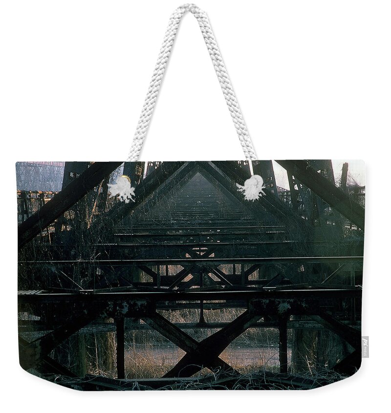 Steel Weekender Tote Bag featuring the photograph Engineered Angles by DArcy Evans