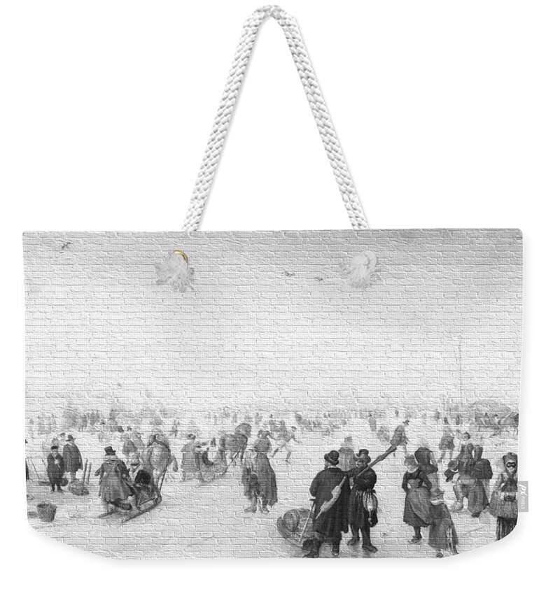 Old Masters Weekender Tote Bag featuring the digital art Enjoying the Ice 3 by Hendrick Avercamp