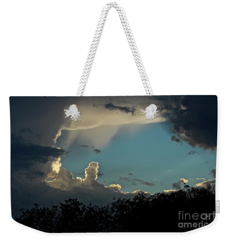Sky Weekender Tote Bag featuring the photograph Enter by Ann E Robson