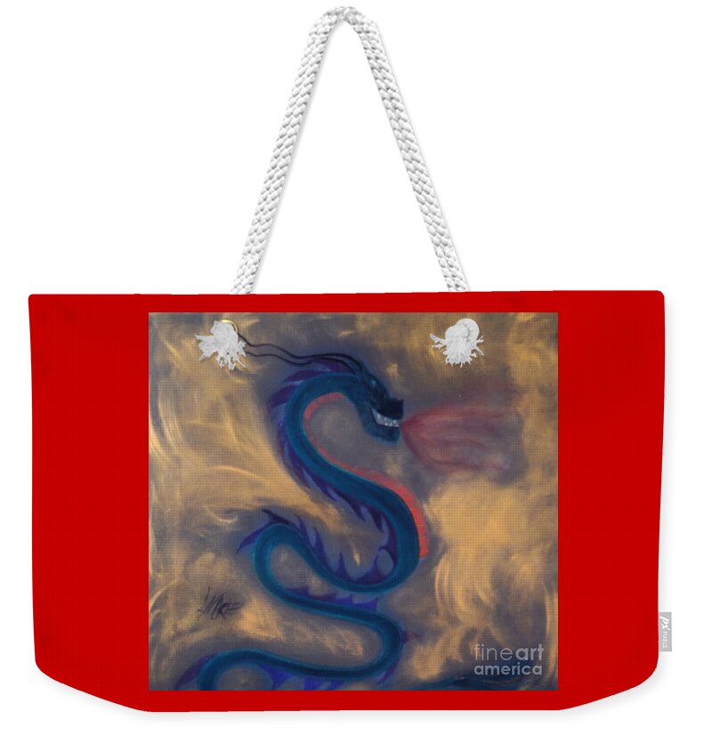 Dragon Weekender Tote Bag featuring the painting Enter the Dragon by Artist Linda Marie