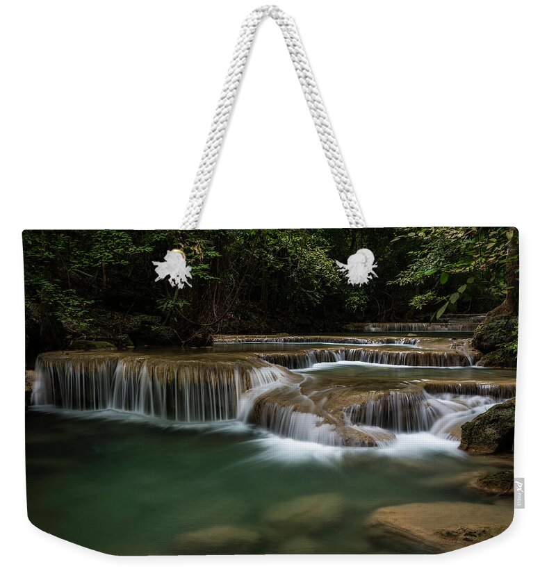 Landscape Weekender Tote Bag featuring the photograph Erawan Falls by Scott Cunningham