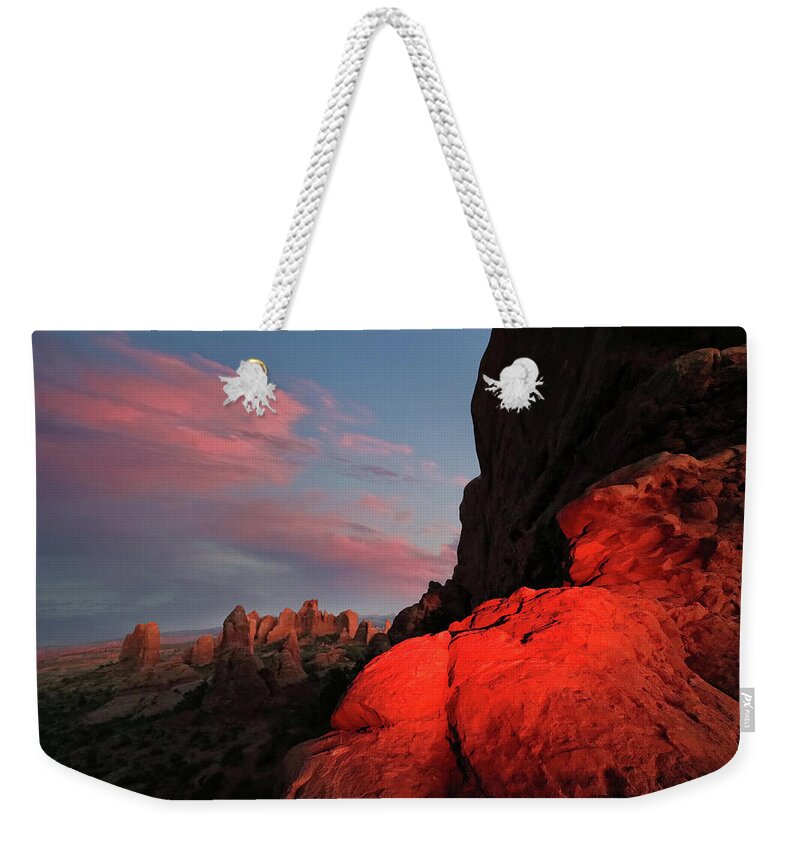 Rock Weekender Tote Bag featuring the photograph Erocktic by Jerry LoFaro