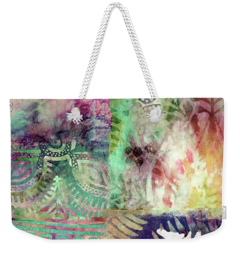 Tie Dye Weekender Tote Bag featuring the painting Esme I by Mindy Sommers