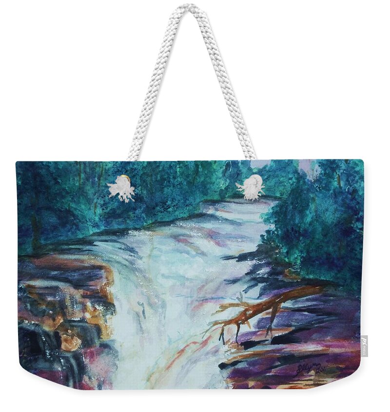 Esopus Weekender Tote Bag featuring the painting Esopus Creek by Ellen Levinson