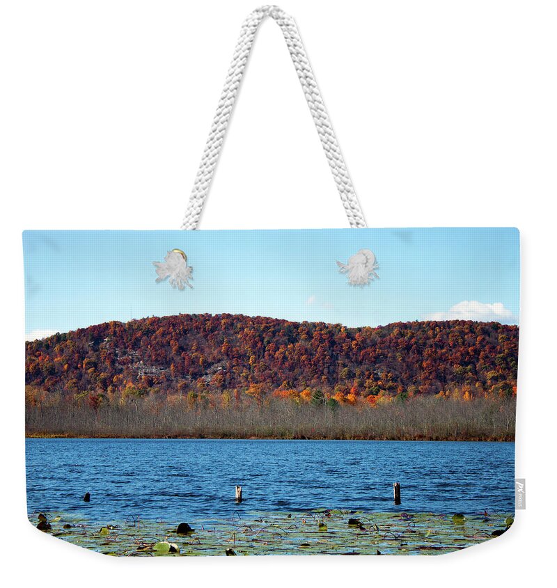 Autumn Weekender Tote Bag featuring the photograph Esopus Lake in Autumn by Jeff Severson