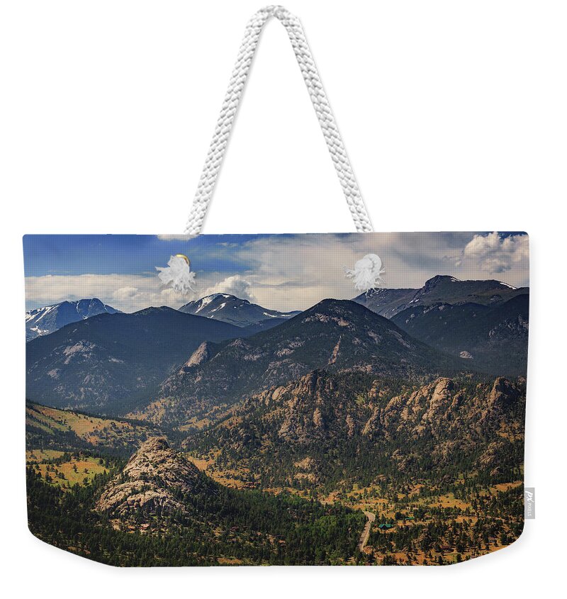 Beauty In Nature Weekender Tote Bag featuring the photograph Estes Park Aerial by Andy Konieczny