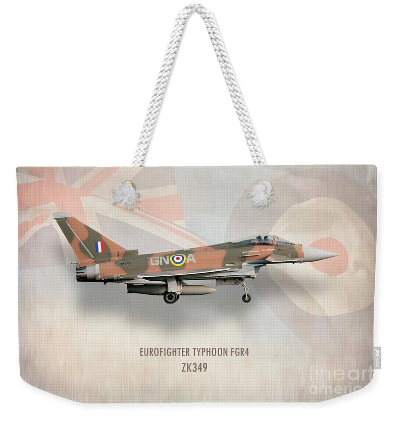 Typhoon Weekender Tote Bag featuring the digital art Eurofighter Typhoon FGR4 ZK349 by Airpower Art