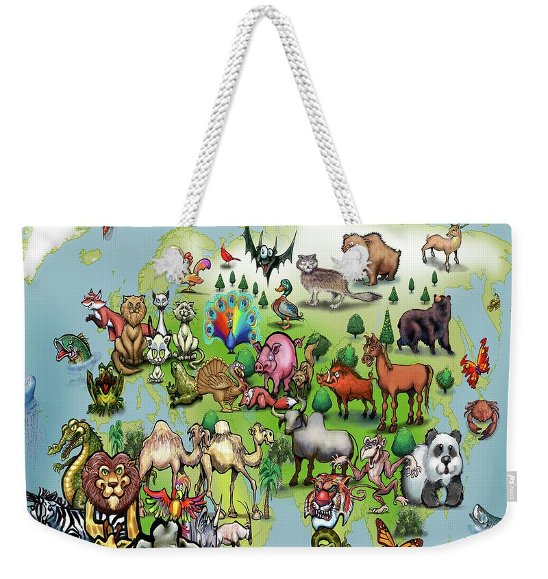 Europe Weekender Tote Bag featuring the digital art Europe Asia Animals by Kevin Middleton