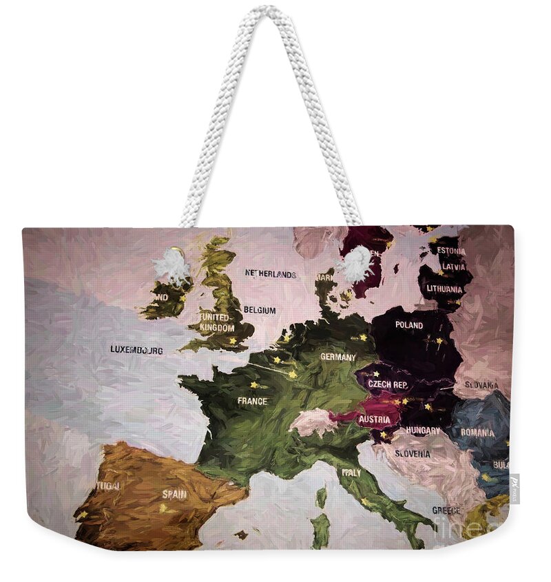 Europe Weekender Tote Bag featuring the photograph Europe Map II Paint by Chuck Kuhn