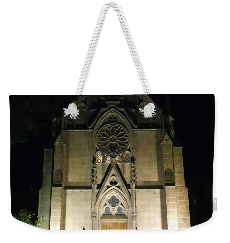 Photography Weekender Tote Bag featuring the photograph Evening at Loretto Chapel Santa Fe by Kurt Van Wagner