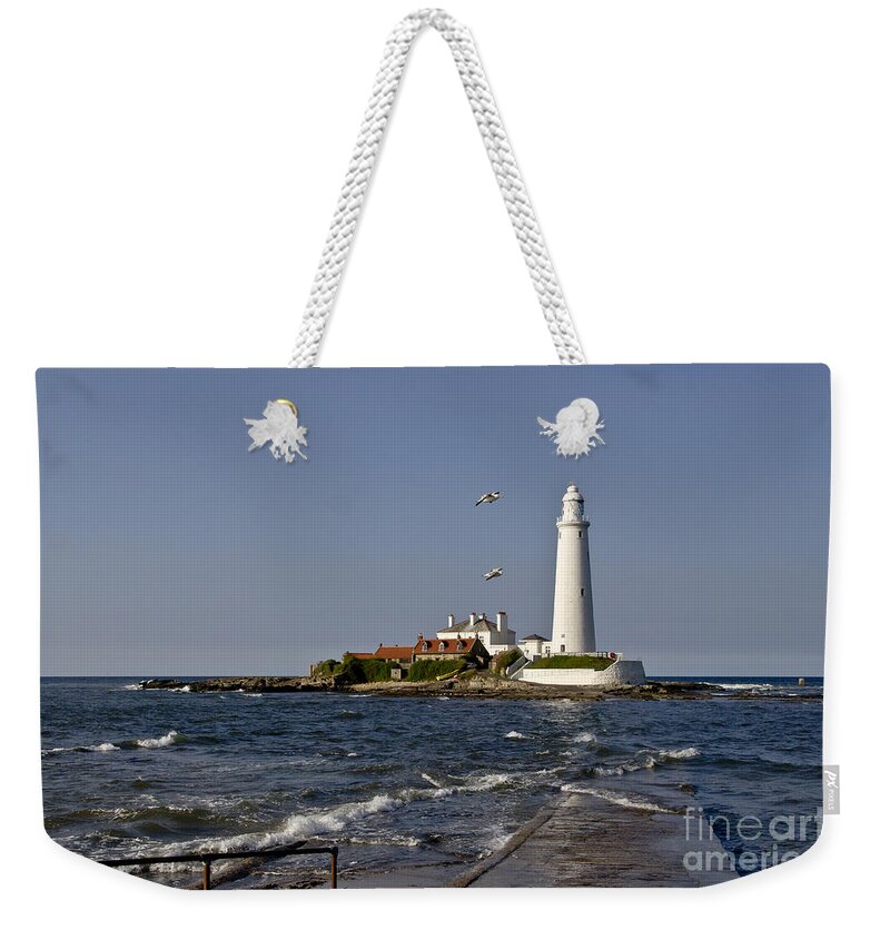 Lighthouse Weekender Tote Bag featuring the photograph Evening at St. Mary's Lighthouse by Elena Perelman