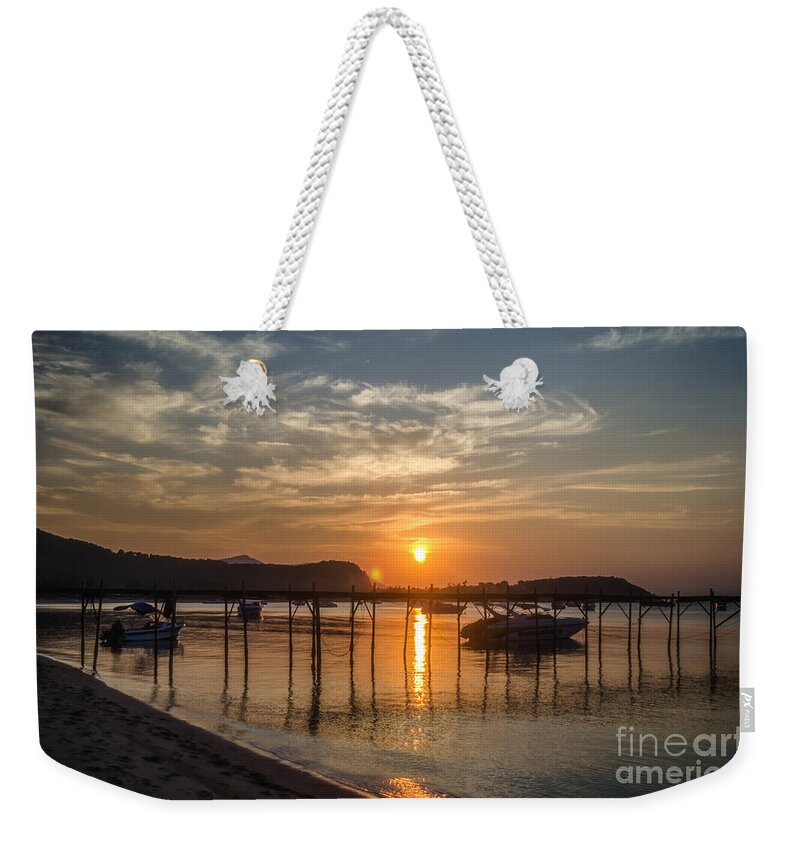 Michelle Meenawong Weekender Tote Bag featuring the photograph Evening At The Pier by Michelle Meenawong