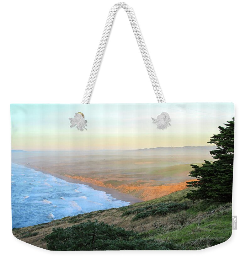 Evening Beach View At Point Reyes Weekender Tote Bag featuring the photograph Evening Beach View at Point Reyes by Bonnie Follett