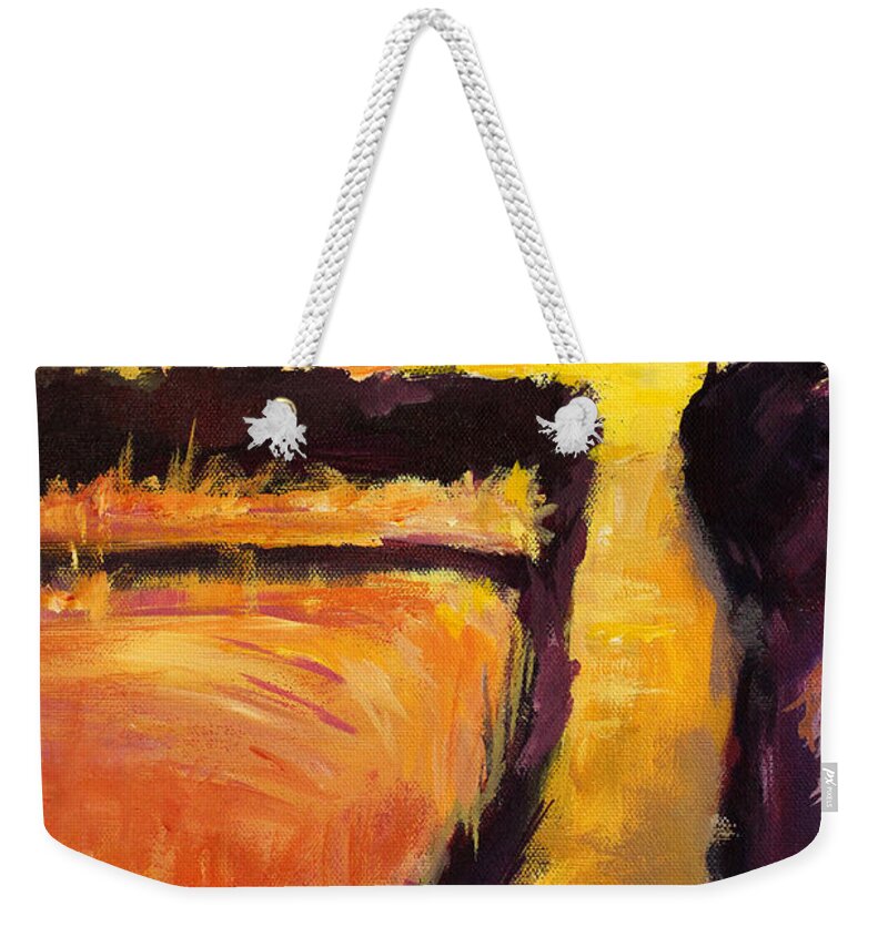 Oregon Landscape Painting Weekender Tote Bag featuring the painting Evening Creek by Nancy Merkle
