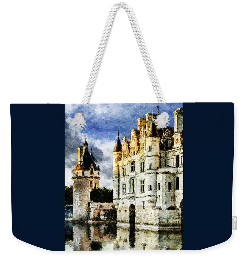 Chateau De Chenonceau Weekender Tote Bag featuring the photograph Evening falls at the Castle by Weston Westmoreland