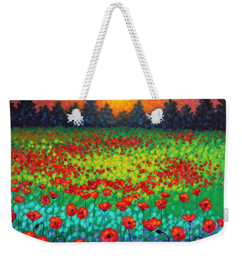 Acrylic Weekender Tote Bag featuring the painting Evening Poppies by John Nolan