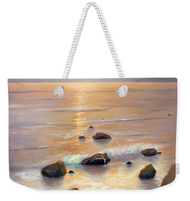 Landscape Weekender Tote Bag featuring the painting Eventide by Michael Rock