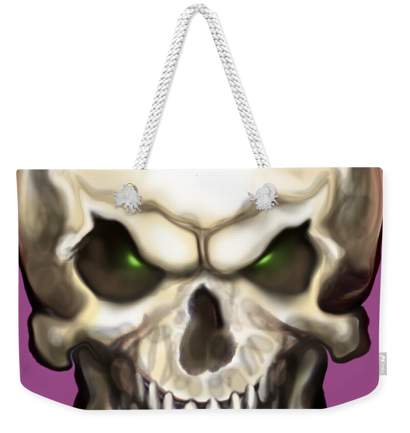 Skull Weekender Tote Bag featuring the painting Evil Skull by Kevin Middleton