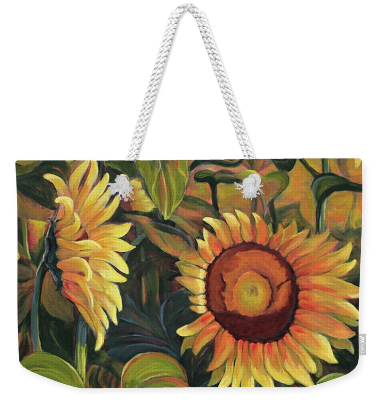 Sunflowers Weekender Tote Bag featuring the painting Evocation by Trina Teele