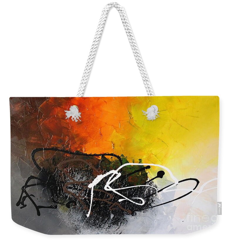 Yellow Weekender Tote Bag featuring the painting Evolve by Preethi Mathialagan