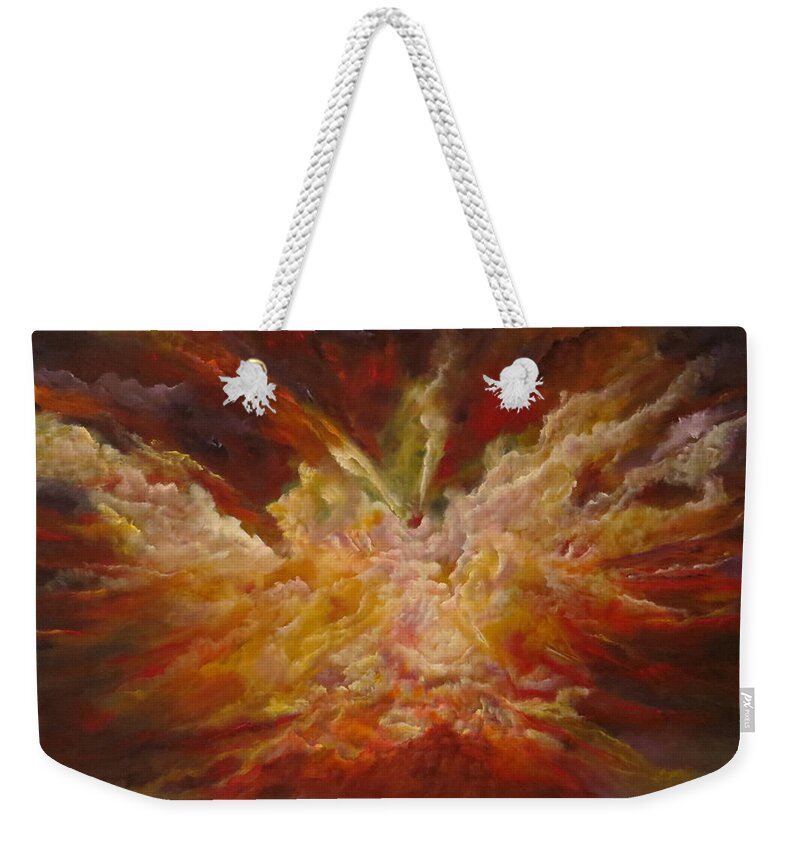 Large Abstract Weekender Tote Bag featuring the painting Exalted by Soraya Silvestri