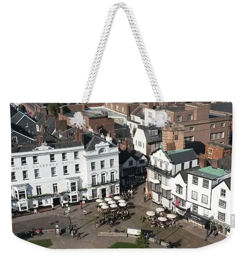  Weekender Tote Bag featuring the photograph Exeter - cathedral green by Sarah Mills