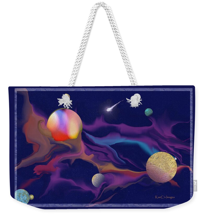 Cosmos Weekender Tote Bag featuring the digital art Exotic Worlds 2 by Kae Cheatham