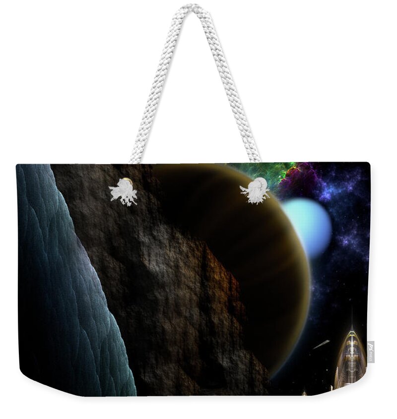 Exploration Of Space Weekender Tote Bag featuring the digital art Exploration Of Space by Rolando Burbon